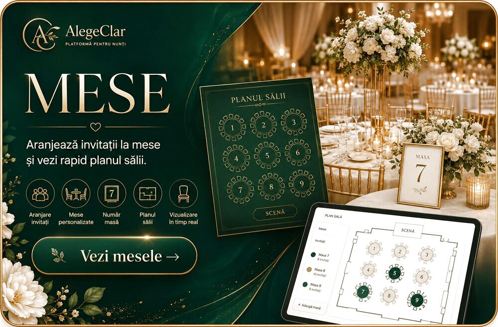 Mese — aranjează invitații la mese și vezi planul sălii